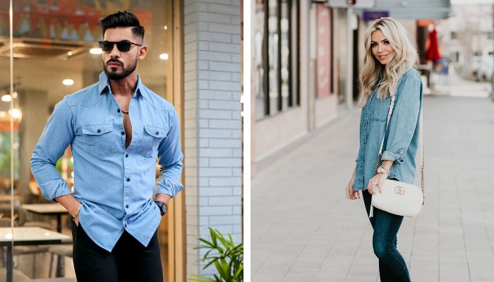 shop denim chambray shirts on sale